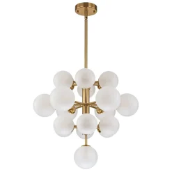 (OpenBox) Mid-Century Frosted Glass Bubble Tiered Sputnik Chandelier