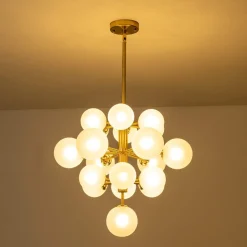 (OpenBox) Mid-Century Frosted Glass Bubble Tiered Sputnik Chandelier