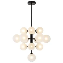 (OpenBox) Mid-Century Frosted Glass Bubble Tiered Sputnik Chandelier