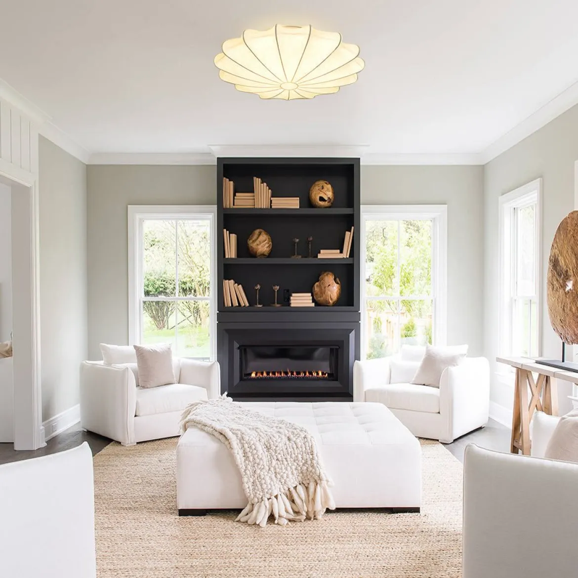 (OpenBox) Mid-Century Modern White Flush Mount Light