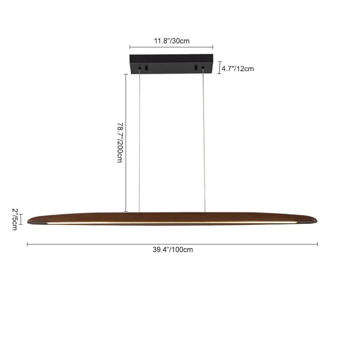 (OpenBox) Minimalist Linear Wood Dimmable LED Island Pendant