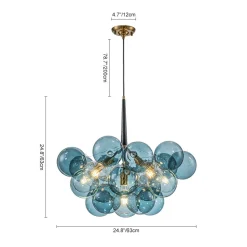 (OpenBox) Modern Cluster Blue Glass Globe Bubble Chandelier