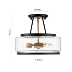 (OpenBox) Modern Farmhouse Drum Glass Semi Flush Mount