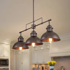 (OpenBox) Modern Farmhouse 3-light Island Pot Lid Dome Pendant