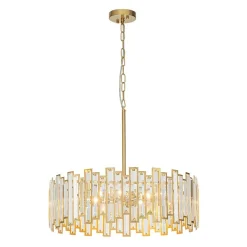 (OpenBox) Modern Glam Brass 6-Light Crystal Drum Cage Chandelier