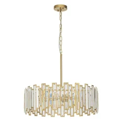 (OpenBox) Modern Glam Brass 6-Light Crystal Drum Cage Chandelier