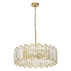 (OpenBox) Modern Glam Brass 6-Light Crystal Drum Cage Chandelier