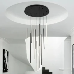 (OpenBox) Modern 12-Light Black Cluster Tube LED Pendant Light