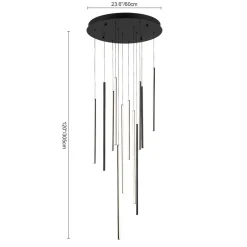 (OpenBox) Modern 12-Light Black Cluster Tube LED Pendant Light