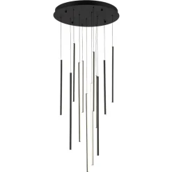 (OpenBox) Modern 12-Light Black Cluster Tube LED Pendant Light