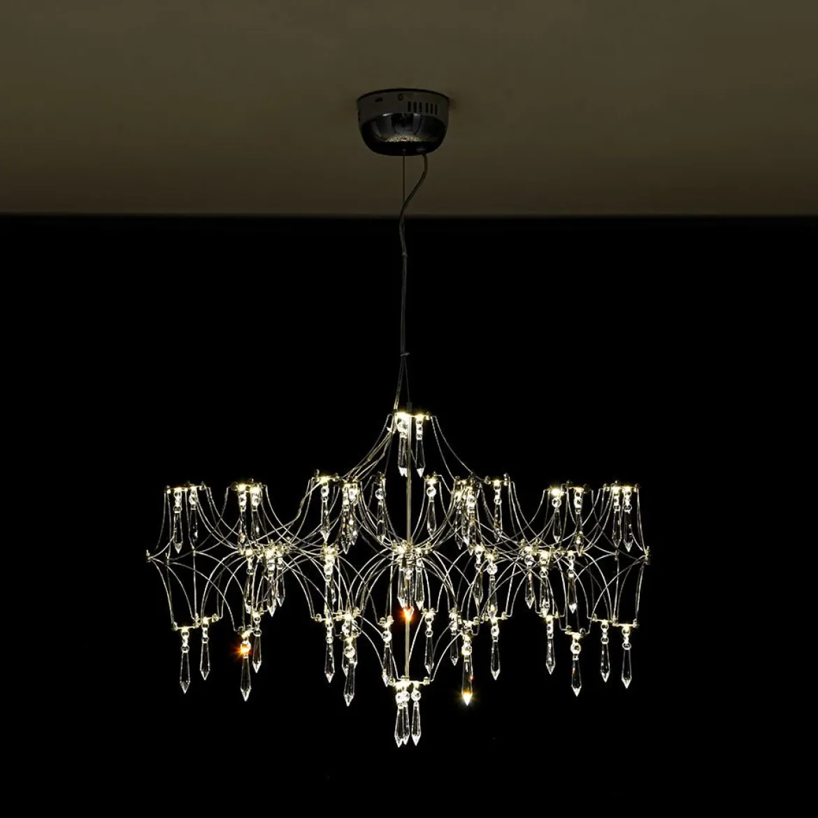 (OpenBox) Modern Luxe Glam Starry Sky LED Crystal Chandelier