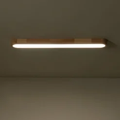 (OpenBox) Natural Wood Long Oval Dimmable LED Flush Mount