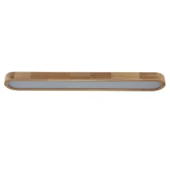 (OpenBox) Natural Wood Long Oval Dimmable LED Flush Mount