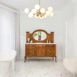 (OpenBox) Opal Glass Globe Sputnik Chandelier