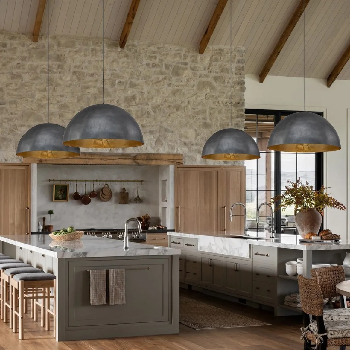 (OpenBox) Oversized Metal Dome Pendant Light