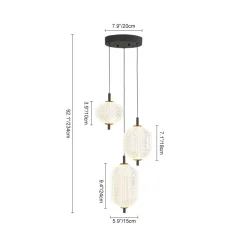 (OpenBox) Prismatic Glass Dimmable LED 3-Light Cluster Round Pendant