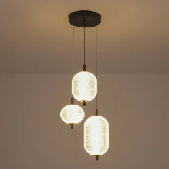 (OpenBox) Prismatic Glass Dimmable LED 3-Light Cluster Round Pendant