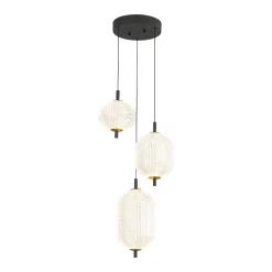 (OpenBox) Prismatic Glass Dimmable LED 3-Light Cluster Round Pendant
