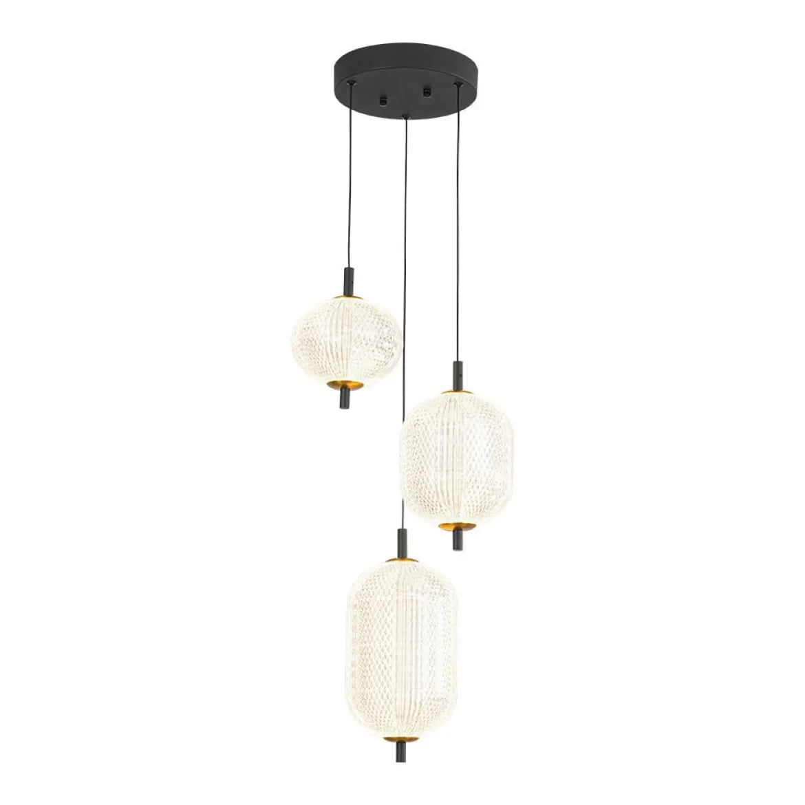 (OpenBox) Prismatic Glass Dimmable LED 3-Light Cluster Round Pendant