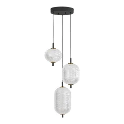 (OpenBox) Prismatic Glass Dimmable LED 3-Light Cluster Round Pendant