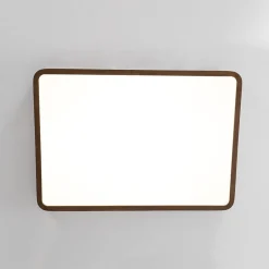(OpenBox) Rectangle Walnut Dimmable LED Flush Mount Ceiling Light