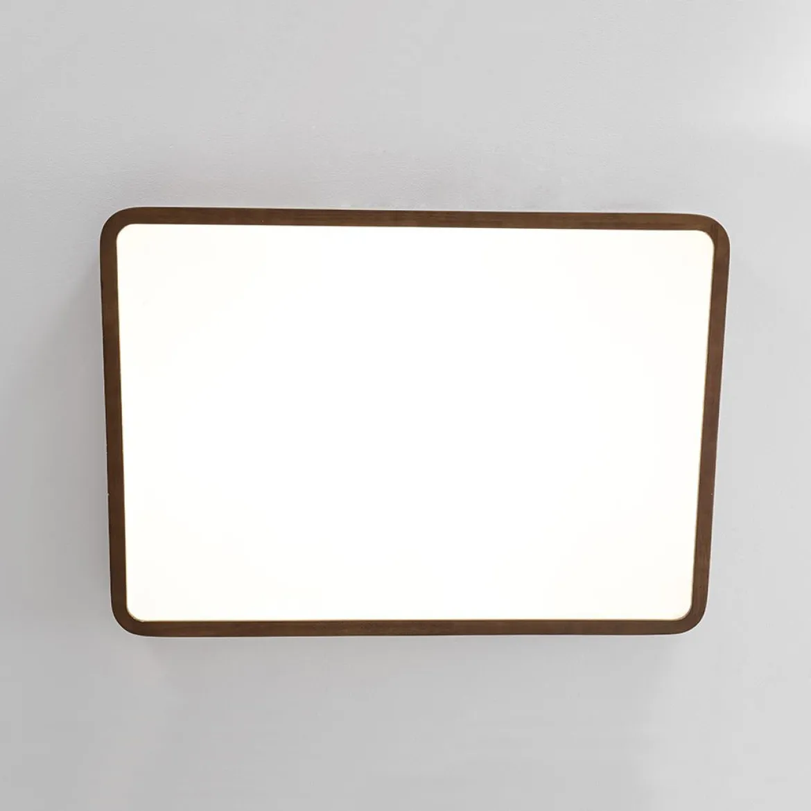 (OpenBox) Rectangle Walnut Dimmable LED Flush Mount Ceiling Light