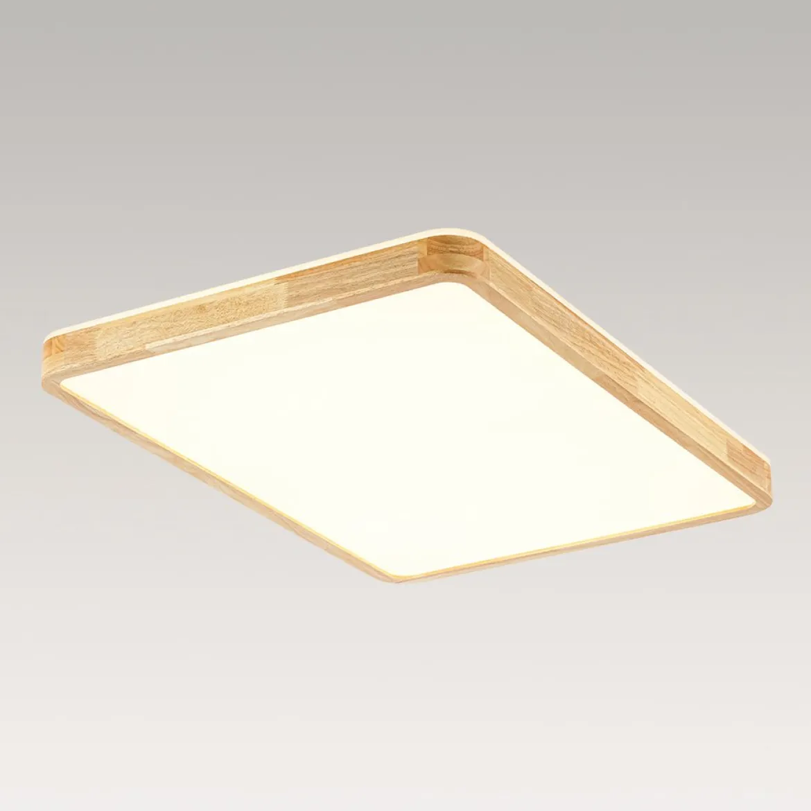 (OpenBox) Rectangle Wood Dimmable LED Flush Mount Light