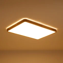(OpenBox) Rectangle Wood Dimmable LED Flush Mount Light