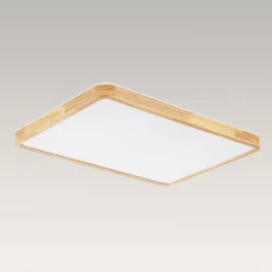 (OpenBox) Rectangle Wood Dimmable LED Flush Mount Light