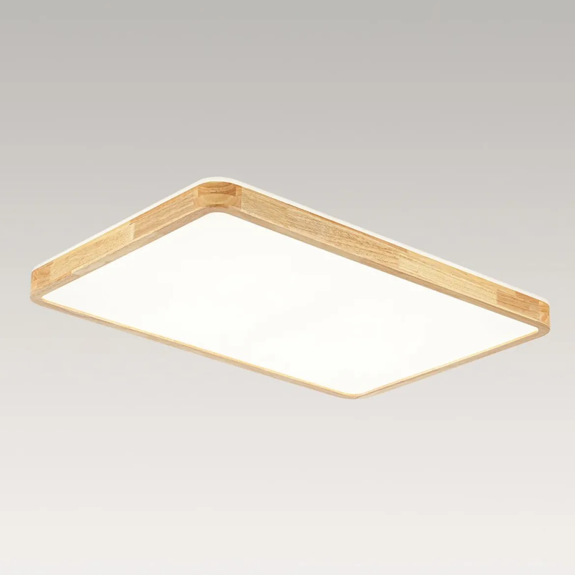(OpenBox) Rectangle Wood Dimmable LED Flush Mount Light