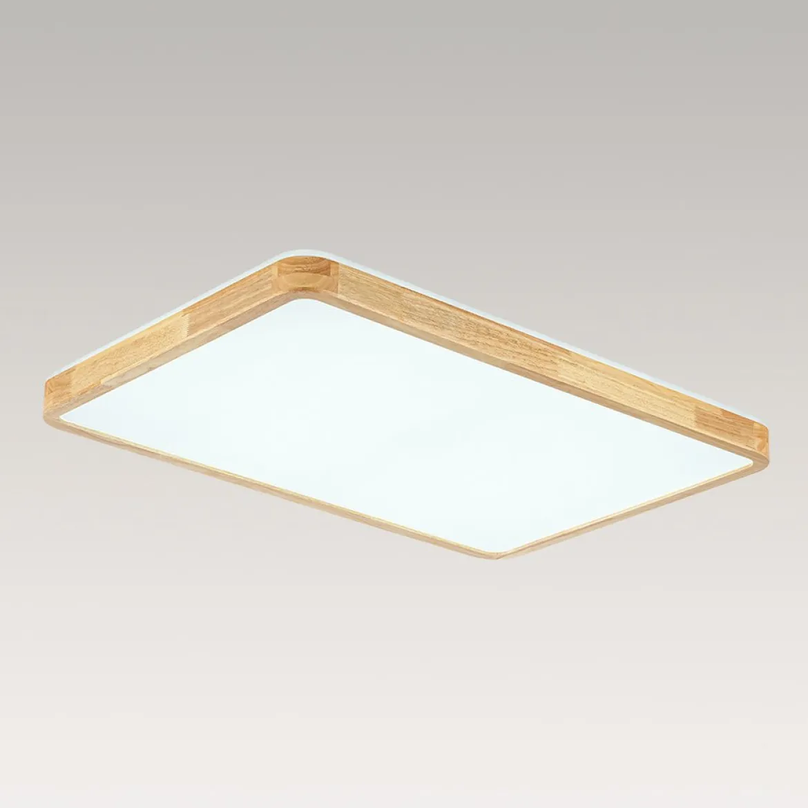 (OpenBox) Rectangle Wood Dimmable LED Flush Mount Light