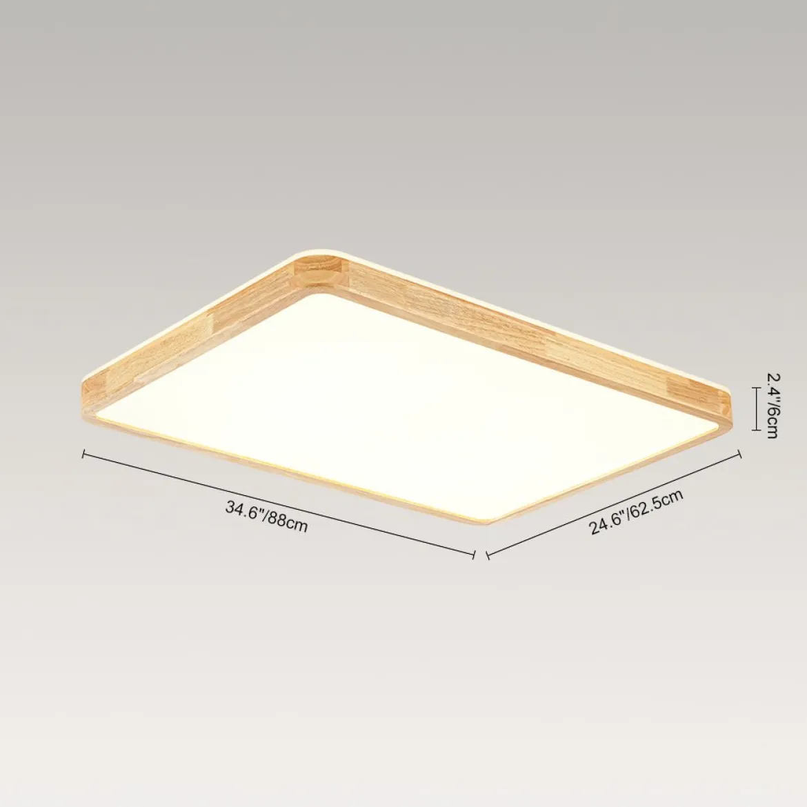 (OpenBox) Rectangle Wood Dimmable LED Flush Mount Light