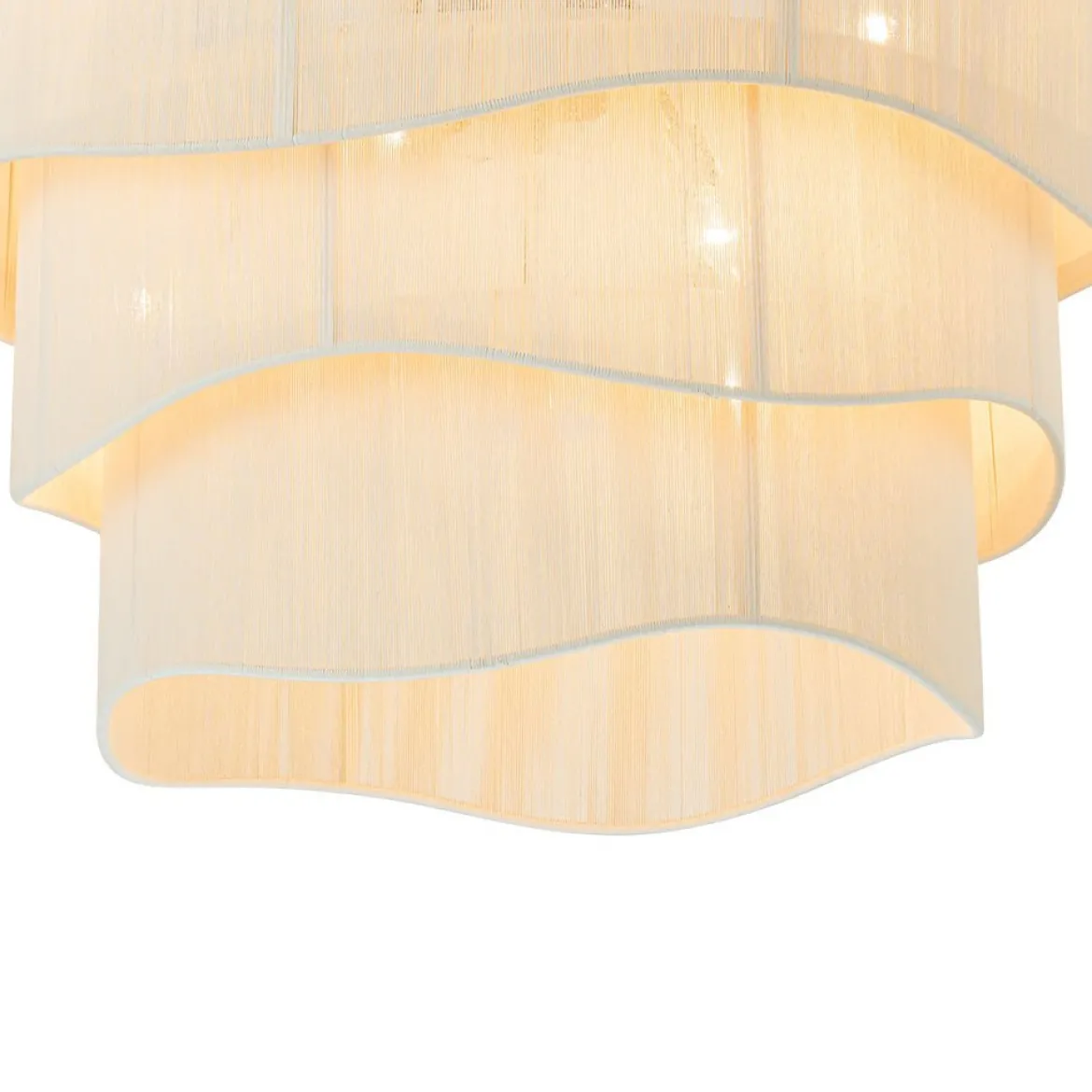 (OpenBox) 3-Tier Beige Woven Thread Drum Pendant Light