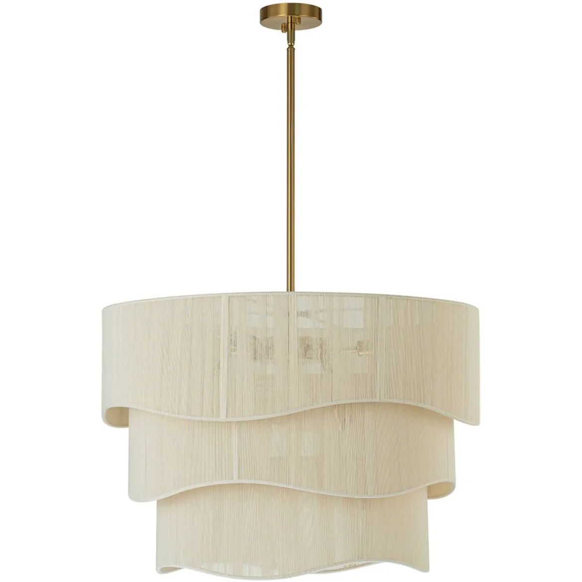 (OpenBox) 3-Tier Beige Woven Thread Drum Pendant Light
