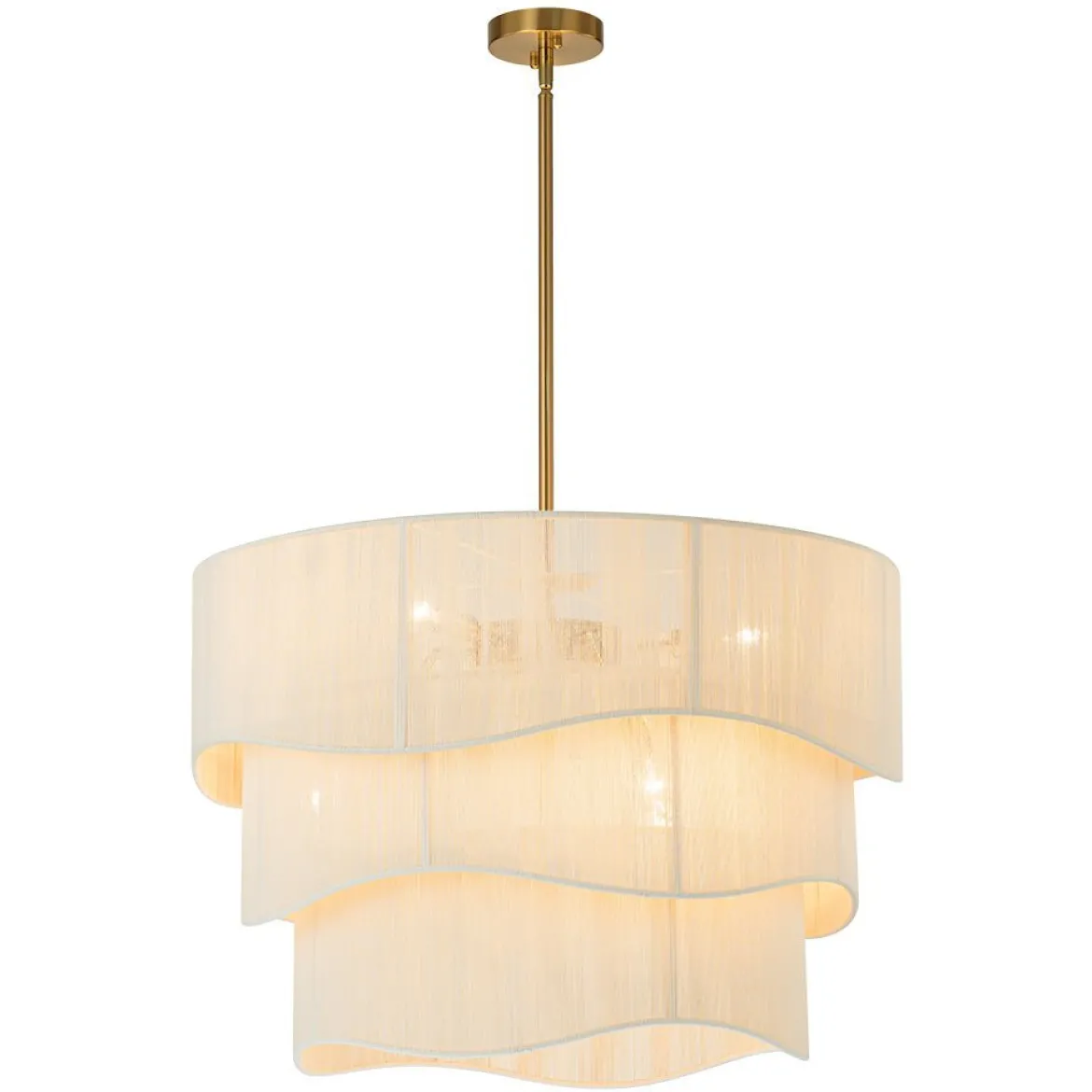 (OpenBox) 3-Tier Beige Woven Thread Drum Pendant Light
