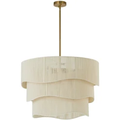 (OpenBox) 3-Tier Beige Woven Thread Drum Pendant Light