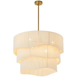 (OpenBox) 3-Tier Beige Woven Thread Drum Pendant Light