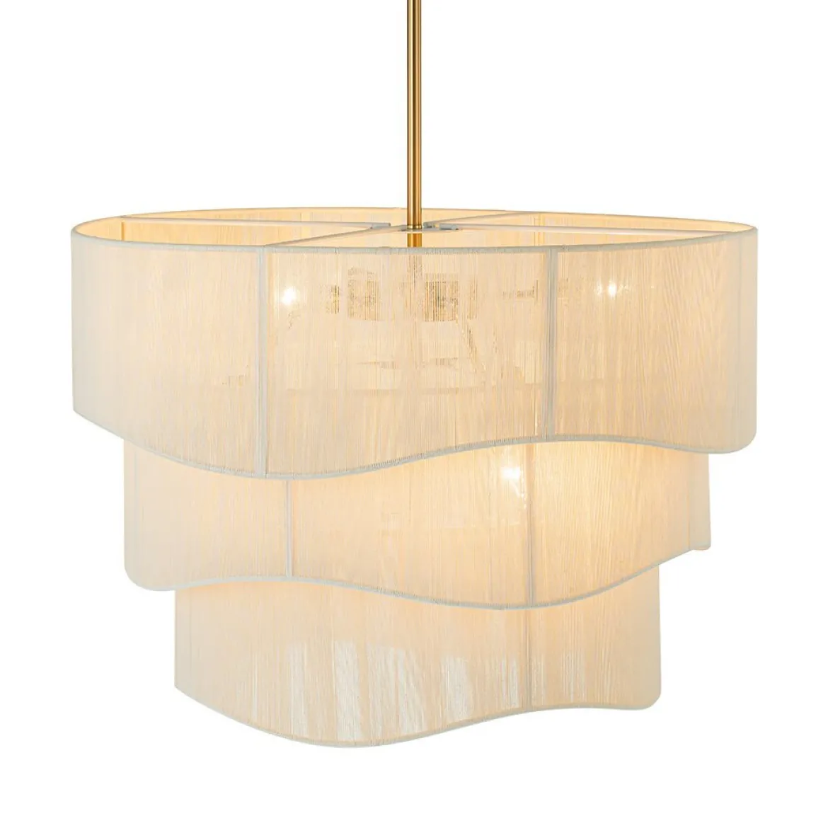 (OpenBox) 3-Tier Beige Woven Thread Drum Pendant Light