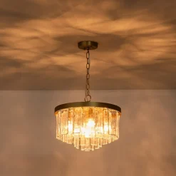 (OpenBox) Tiered Hammered Water Glass Round Semi Flush Mount