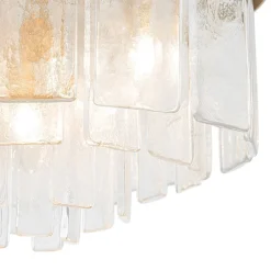 (OpenBox) Tiered Hammered Water Glass Round Semi Flush Mount