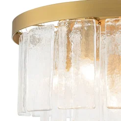 (OpenBox) Tiered Hammered Water Glass Round Semi Flush Mount