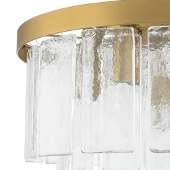 (OpenBox) Tiered Hammered Water Glass Round Semi Flush Mount
