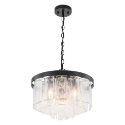 (OpenBox) Tiered Hammered Water Glass Round Semi Flush Mount