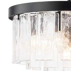 (OpenBox) Tiered Hammered Water Glass Round Semi Flush Mount