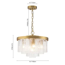 (OpenBox) Tiered Hammered Water Glass Round Semi Flush Mount