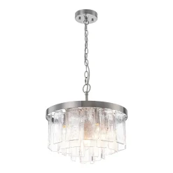 (OpenBox) Tiered Hammered Water Glass Round Semi Flush Mount