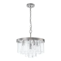 (OpenBox) Tiered Hammered Water Glass Round Semi Flush Mount