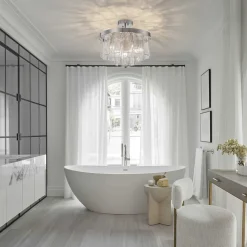 (OpenBox) Tiered Hammered Water Glass Round Semi Flush Mount