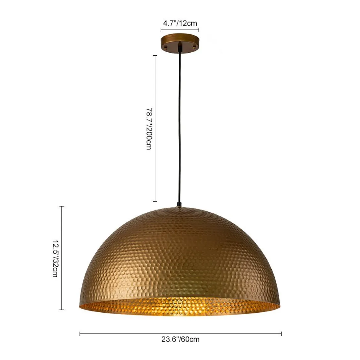 (OpenBox) Vintage Luxe Oversized Hammered Dome Pendant