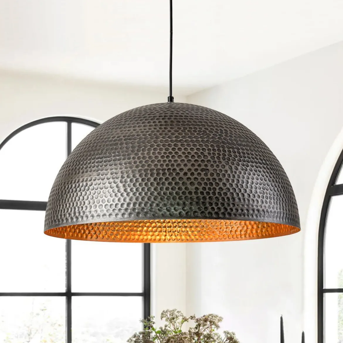 (OpenBox) Vintage Luxe Oversized Hammered Dome Pendant